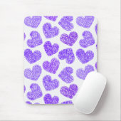 Niedliches Lila doodled Herz - Valentinstag Muster Mousepad (Mit Mouse)