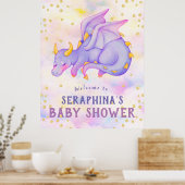 Niedliches Lila Dragon Baby Shooter Poster (Küche)