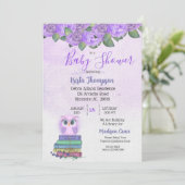 Niedliches Lila Ei mit Bücherdusche Einladung (Stehend Vorderseite)