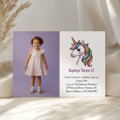 Niedliches Lila Einhorn Foto Kindergeburtstag Part Einladung