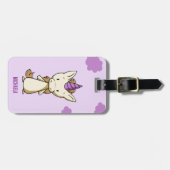 Niedliches Lila Einhorn Mädchen Name Kinder Gepäckanhänger (Vorderseite horizontal)