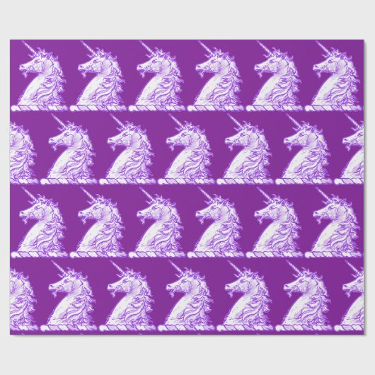 Niedliches Lila Einhornmuster Geschenkpapier (Flach)