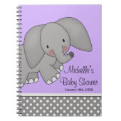 Niedliches lila Elefant-Baby-Duschen-Gast-Buch Notizblock (Vorderseite)