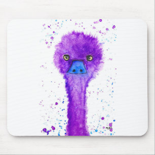 Niedliches lila Emu Wasserfarbtier Mousepad
