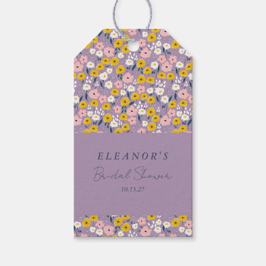 Niedliches Lila gelbes Brautparty Geschenkanhänger (Vorderseite)