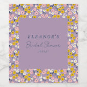 Niedliches Lila gelbes Brautparty Weinetikett (Einzelnes Label)