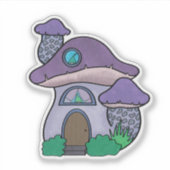 Niedliches Lila Gnome Mushroom House Aufkleber (Vorderseite)