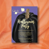 Niedliches Lila Gold Pumpkin-Halloween-Party Folieneinladung