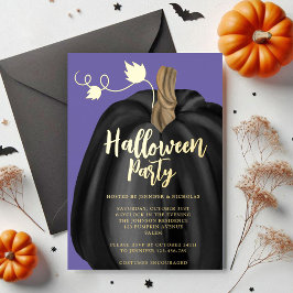 Niedliches Lila Gold Pumpkin-Halloween-Party Folieneinladung