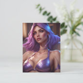 Niedliches Lila Haar Postkarte (Stehend Vorderseite)