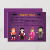 Niedliches Lila Halloween-Party Einladung (Vorne/Hinten)