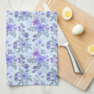 Niedliches Lila Handgezogenes Florals Küchentuch