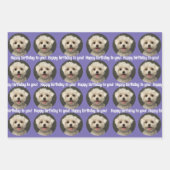 Niedliches Lila Haustier Foto Muster Happy Birthda Geschenkpapier Set (Vorderseite 3)