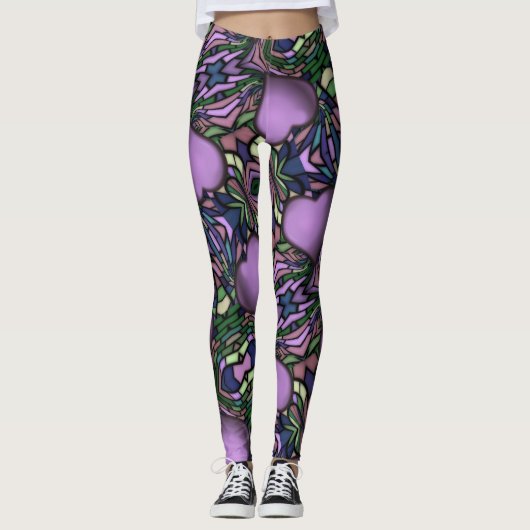 Niedliches Lila Herz Leggings (Vorderseite)