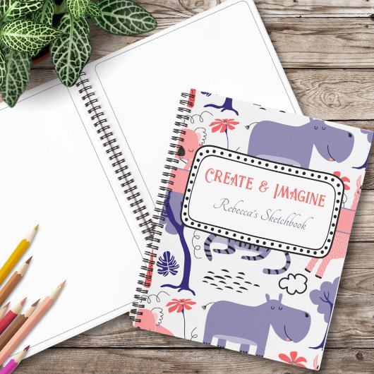 Niedliches Lila Hippo Create & Imaging Doodle Must Notizblock