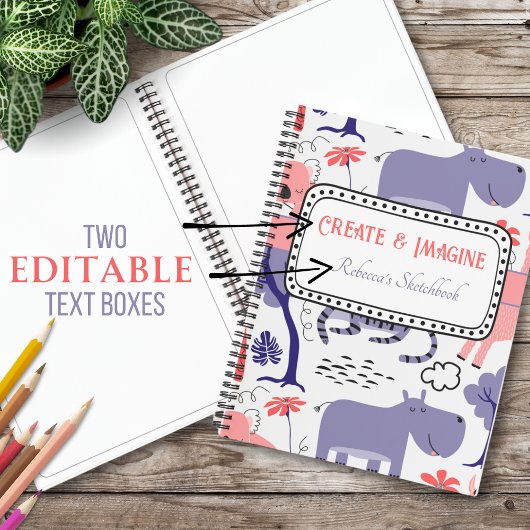 Niedliches Lila Hippo Create & Imaging Doodle Must Notizblock