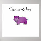 Niedliches lila Hippo Poster (Vorne)