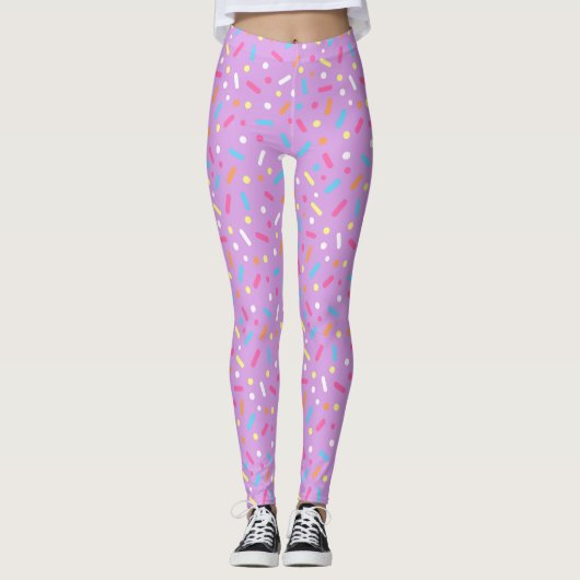 Niedliches Lila Icing mit Sprinklen Donut Leggings (Vorderseite)