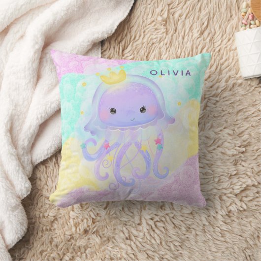 Niedliches Lila Jellyfish Girl Baby Kinderzimmer C Kissen (Decke)