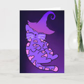 Niedliches Lila Kitten mit Hexenhut Karte (Vorderseite)