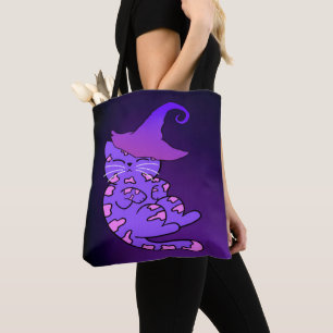 Niedliches Lila Kitten mit Hexenhut Tasche