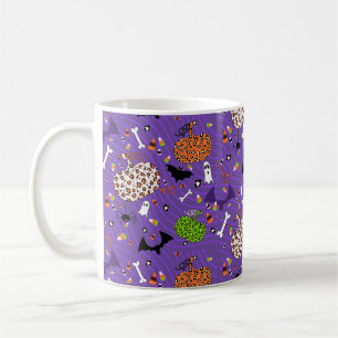 Niedliches Lila Leopard Pumpkin Pattern Kaffeetasse