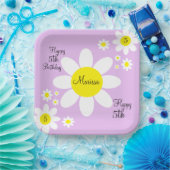 Niedliches Lila Licht und Weiße Blüte 5. Geburtsta Pappteller (Party)