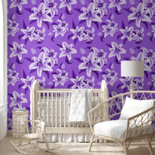 Niedliches Lila Liege-Blume-Muster Tapete