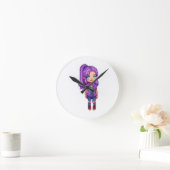 Niedliches lila Mädchen Runde Wanduhr (Zuhause)