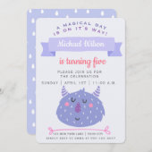 Niedliches Lila Monster | KINDERGEBURTSTAG Einladung (Vorne/Hinten)