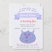 Niedliches Lila Monster | KINDERGEBURTSTAG Einladung (Vorderseite)