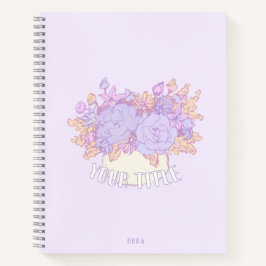 Niedliches lila Notebook mit handgezeichnet Blume Notizblock
