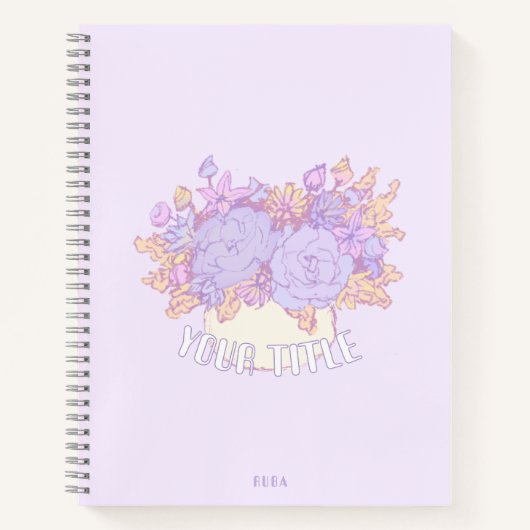 Niedliches lila Notebook mit handgezeichnet Blume Notizblock (Vorderseite)