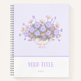 Niedliches lila Notebook mit handgezeichnet Blume Notizblock