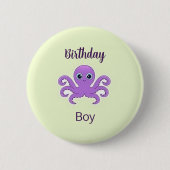 Niedliches lila Oktopus-Grün Button (Vorderseite)