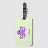 Niedliches lila Oktopus-Grün Gepäckanhänger (Vorderseite Vertikal)
