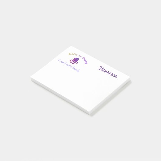 Niedliches Lila Oktopus-LEBEN IST GESCHÄFTSZWECK Post-it Klebezettel (angewinkelt)