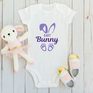 Niedliches Lila Osterbaby Bunny Rabbit Ohren Baby Strampler