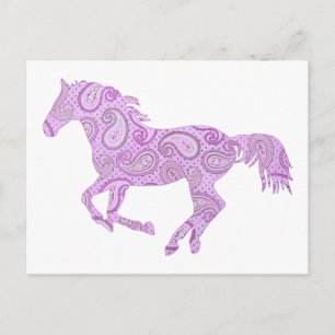 Niedliches Lila Paisley Horse Postkarte