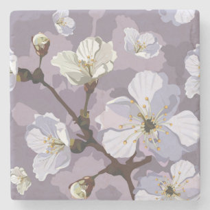 Niedliches Lila Pfirsichblossom Blumenmuster Steinuntersetzer
