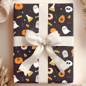 Niedliches Lila Pumpkin Ghost Spirit Halloween Mus Geschenkpapier