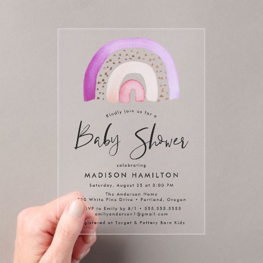 Niedliches Lila Regenbogen Kinderdusche Acryleinladungen (Insitu (Handheld))