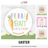 Niedliches Lila Retro Groovy Ostern Party Runder Aufkleber