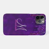 Niedliches Lila Rosa Einhorn Glitzer Tropfen Monog Case-Mate iPhone Hülle (Rückseite (Horizontal))