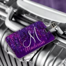 Niedliches Lila Rosa Einhorn Glitzer Tropfen Monog