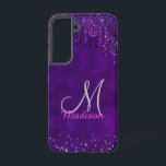 Niedliches Lila Rosa Einhorn Glitzer Tropfen Monog Samsung Galaxy Hülle<br><div class="desc">Ein cooler gürteleiserner Glitzer Tropfen in einem lila rosa Samsung Galaxy Handy Gehäuse. Schönes, modernes und cooles Cover für den Trend-versierten und kunstliebenden angesagten Trendsetter. Dieses stilvolle Design wäre ideal für Mädchen, die gerne funkelnd Designs mit Leoparden oder Tigerdesigns tragen. Zeigen Sie Ihren persönlichen Stil, sehen Sie modern und trendig...</div>