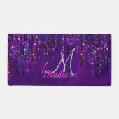 Niedliches Lila Rosa Einhorn Glitzer Tropfen Monog Schreibtischunterlage (Vorderseite)