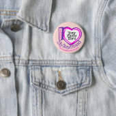 Niedliches Lila Rosa Herz I Liebe Mein Freund Button (Beispiel)