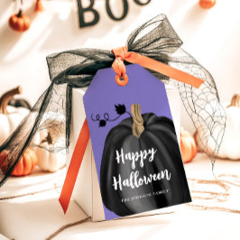 Niedliches Lila Skript Pumpkin Halloween Geschenkanhänger