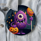 Niedliches, lila Trick-oder-Behandlung-Monster Button (Beispiel)